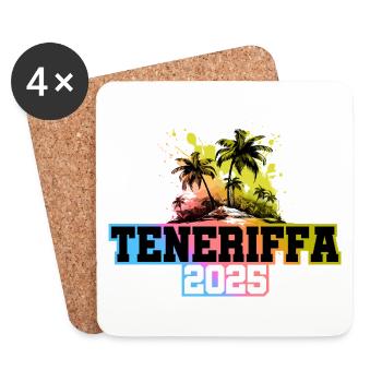 Tenerife 2025 Palm Trees Multicoloured - Coasters (set of 4) - white - Front