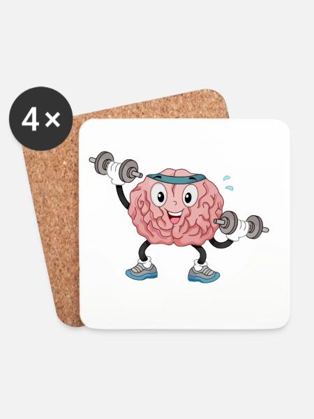 Brain in the gym - Coasters (set of 4) - white