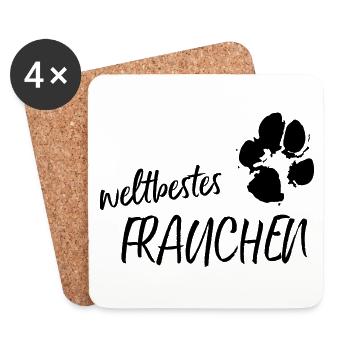 weltbestes Frauchen Pfote Hund - Untersetzer (4er-Set) - Weiß - Vorne