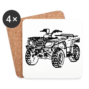 ATV Quad hors route véhicule tout-terrain noir - Dessous de verre (lot de 4) - blanc - Devant