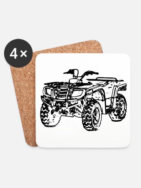 ATV Quad offroadfahrzeug Geländefahrzeug schwarz - Untersetzer (4er-Set) - Weiß