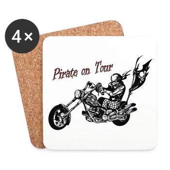 Pirate on the motorcycle - Coasters (set of 4) - white - Front
