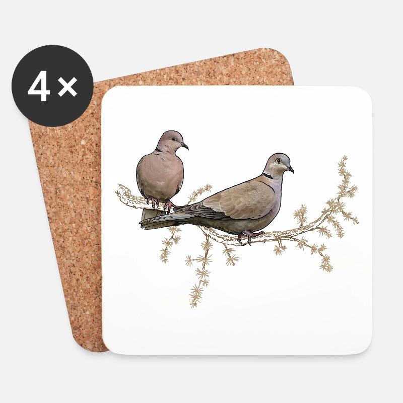 Zwei Täubchen - Untersetzer (4er-Set) - Weiß