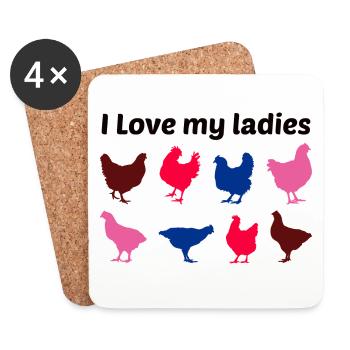 Amateur de poulet Aviateur Agriculteur Ferme Drôle - Dessous de verre (lot de 4) - blanc - Devant