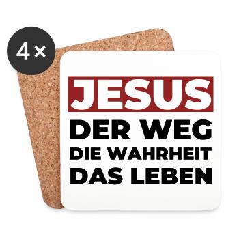 Jesus Christus Weg Wahrheit Leben - Christliches T - Untersetzer (4er-Set) - Weiß - Vorne