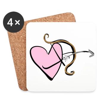 bogen schießen pfeil herz liebe symbol - Untersetzer (4er-Set) - Weiß - Vorne