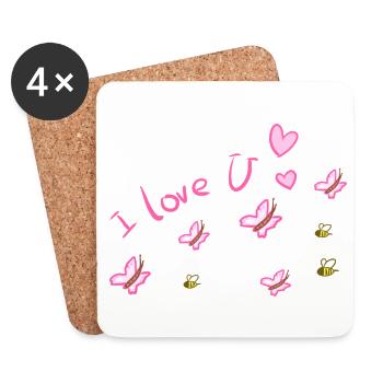 I love you butterfly bees - Coasters (set of 4) - white - Front