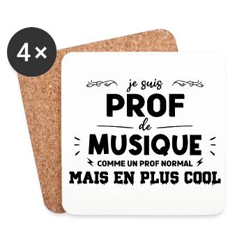 Professeur de musique cadeau drôle prof femme - Dessous de verre (lot de 4) - blanc - Devant