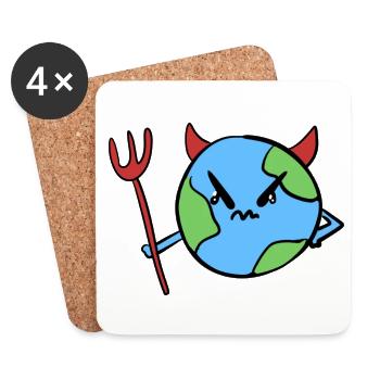 Devil Earth world symbol evil angry - Coasters (set of 4) - white - Front