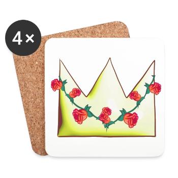 goldene krone rosen blumen symbol form - Untersetzer (4er-Set) - Weiß - Vorne
