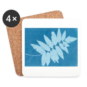 Autumnal motif, iron blue print reproduced - Coasters (set of 4) - white - Front
