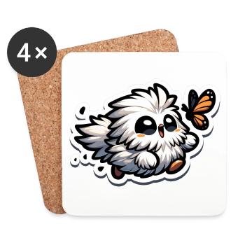 Silkie Chicken Fluffy Poulet Soyeux - Dessous de verre (lot de 4) - blanc - Devant