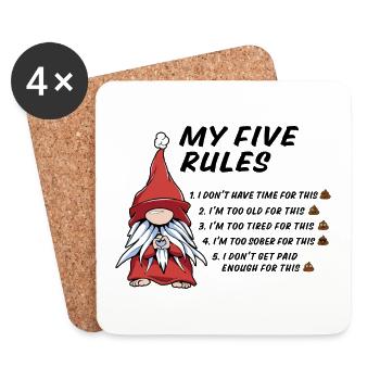 5 rules of a funny gnome - Coasters (set of 4) - white - Front