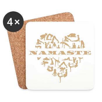 Namaste Yoga Meditation Yoga Positions Heart - Coasters (set of 4) - white - Front