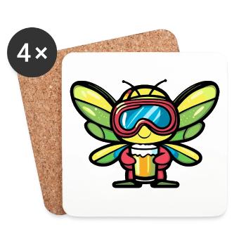 Dragonfly Après-Ski Bière Bande dessinée - Dessous de verre (lot de 4) - blanc - Devant