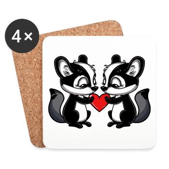 Skunk Couple Saint-Valentin - Dessous de verre (lot de 4) - blanc - Devant