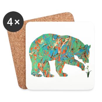 ours avec perce neige e 4 - Dessous de verre (lot de 4) - blanc - Devant