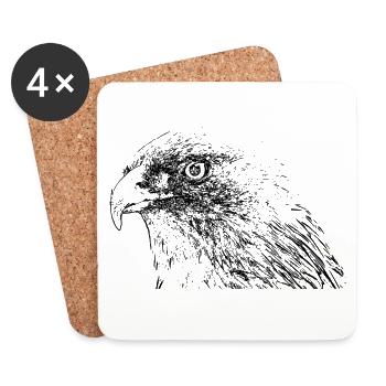 Adler eagle head tribal tattoo falcon buzzard - Coasters (set of 4) - white - Front