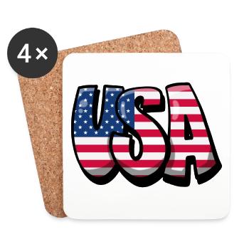 USA America Design With Flag - Coasters (set of 4) - white - Front