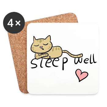 schlafe gut schlafen katze müde - Untersetzer (4er-Set) - Weiß - Vorne