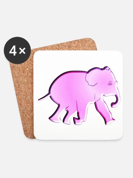 pinker elefant glitzer tier - Untersetzer (4er-Set) - Weiß
