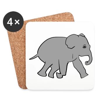 Elefant Tier Symbol Grau - Untersetzer (4er-Set) - Weiß - Vorne