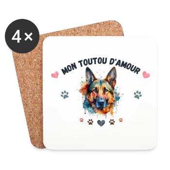 Mon toutou d'amour G3 BLK - Dessous de verre (lot de 4) - blanc - Devant