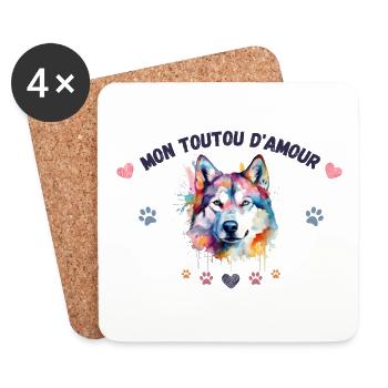 Mon toutou d'amour G5 BLK - Dessous de verre (lot de 4) - blanc - Devant