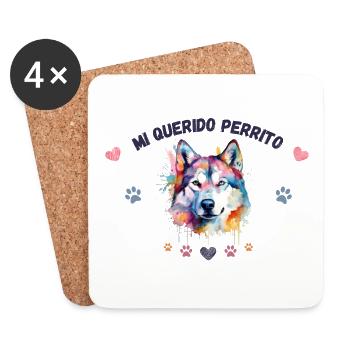 Mon toutou d'amour G5 BLK - Dessous de verre (lot de 4) - blanc - Devant