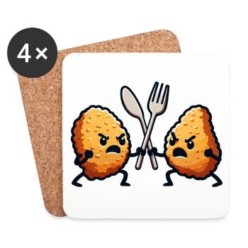 Chicken Nuggets Funny Nuggets Image - Coasters (set of 4) - white - Front