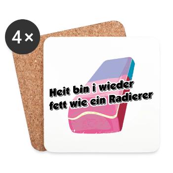 fett wie ein Radiere, österreichisch für betrunken - Untersetzer (4er-Set) - Weiß - Vorne