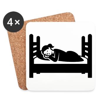 Sleeping Bed Woman - Coasters (set of 4) - white - Front