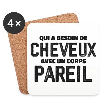 Pour Chauve Drôle Calvitie - Dessous de verre (lot de 4) - blanc - Devant