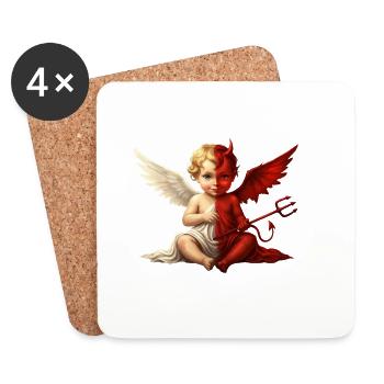 Double Ange Chérubin Démon - Dessous de verre (lot de 4) - blanc - Devant