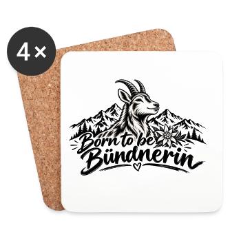 Born to Be Bündnerin mit Blume - Untersetzer (4er-Set) - Weiß - Vorne