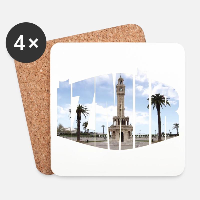 Izmir clock tower - Coasters (set of 4) - white