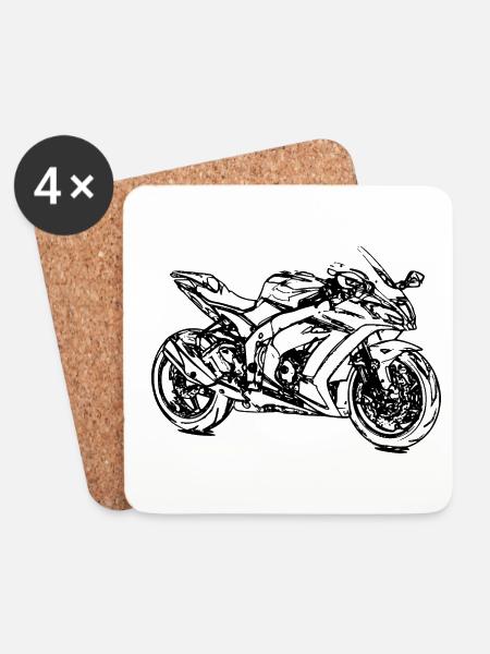 Motorrad Rennmotorrad Rennmaschine Supersportler - Untersetzer (4er-Set) - Weiß