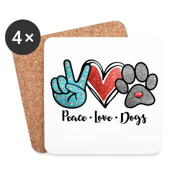 Peace Love Dogs - Coasters (set of 4) - white - Front