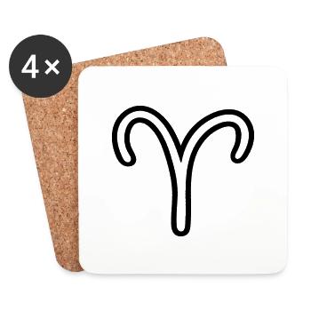 Widder Minimal Sternzeichen Symbol - Untersetzer (4er-Set) - Weiß - Vorne