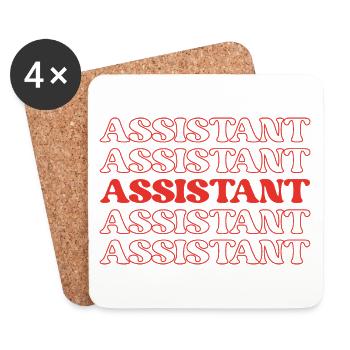 Assistant Aide Assistant Helper Supporter - Coasters (set of 4) - white - Front