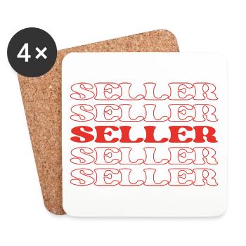 Seller Vendor Salesperson Merchant Trader - Coasters (set of 4) - white - Front
