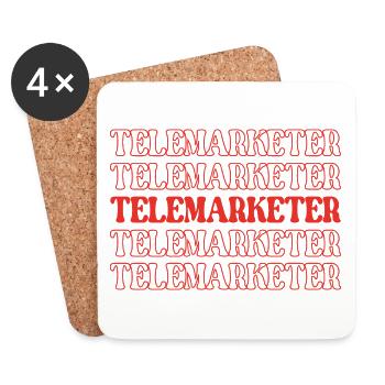 Telemarketer Phone Salesperson Sales - Coasters (set of 4) - white - Front