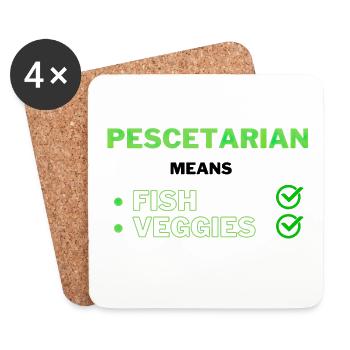 Pescetarian means Fish and Veggies Meaning - Coasters (set of 4) - white - Front