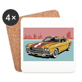 Retro muscle car 2 - Untersetzer (4er-Set) - Weiß - Vorne