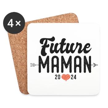 couple Future maman 2024 annonce grossesse - Dessous de verre (lot de 4) - blanc - Devant