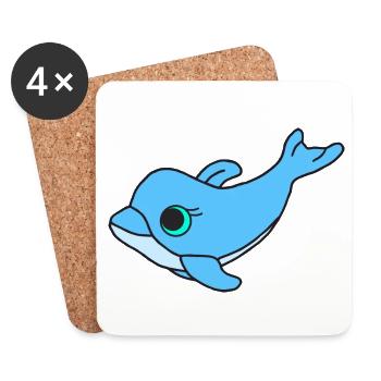 Süßer Delfin - Untersetzer (4er-Set) - Weiß - Vorne