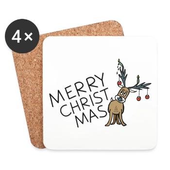 Joyeux Noël Renne - Dessous de verre (lot de 4) - blanc - Devant