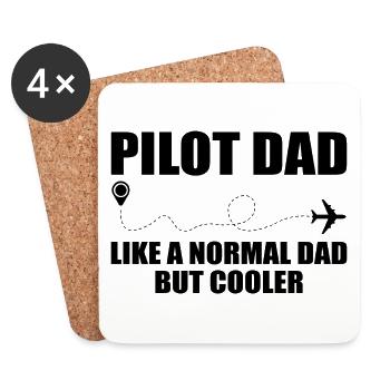 Pilot Dad, wie ein normaler Papa, aber cooler - Untersetzer (4er-Set) - Weiß - Vorne