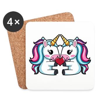 Unicorn Couple Heart - Coasters (set of 4) - white - Front
