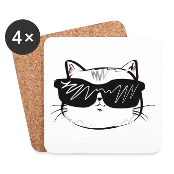 Cool cat with sunglasses - Coasters (set of 4) - white - Front